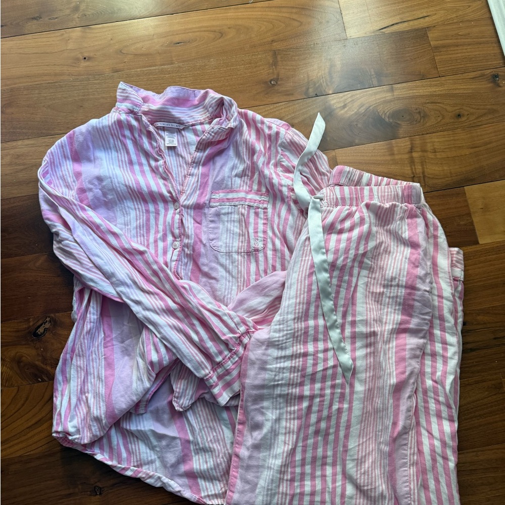 Victoria's Secret Pink and White Striped Kids Pajama Set